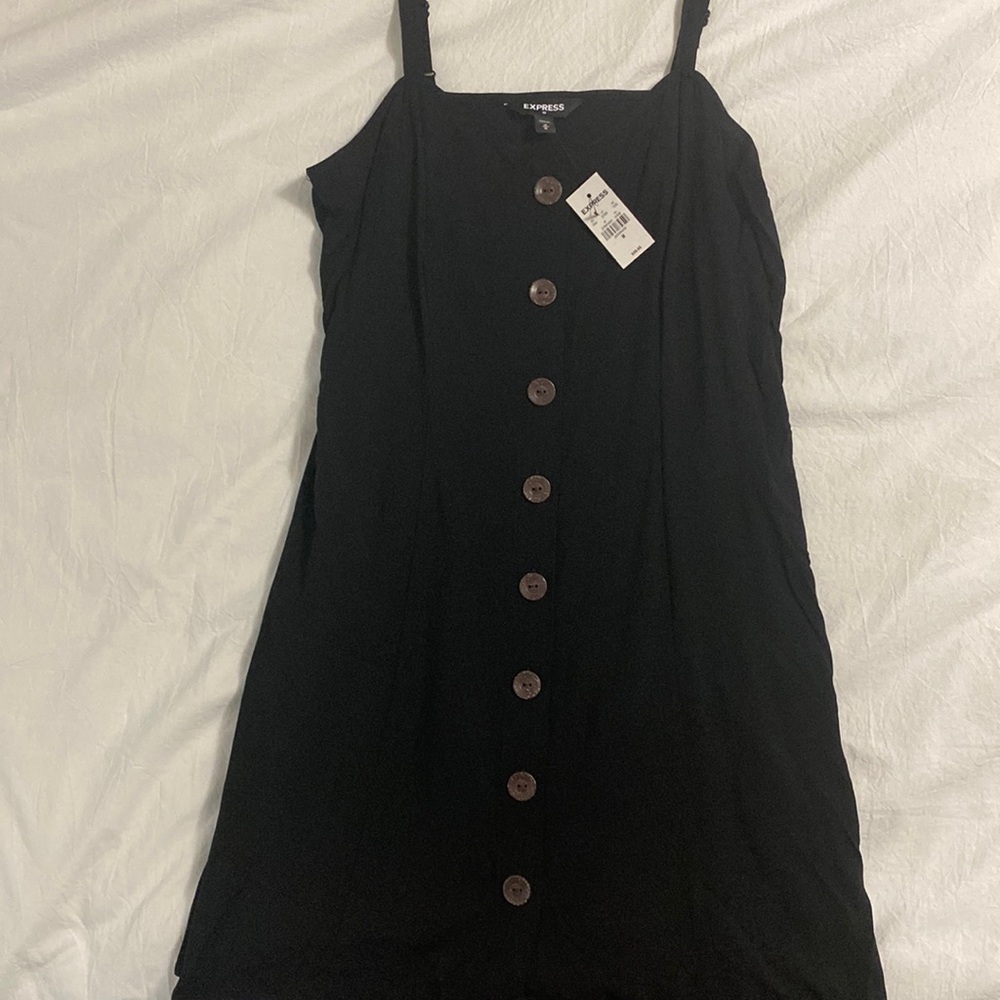 NWT! Express black dress with front button detail